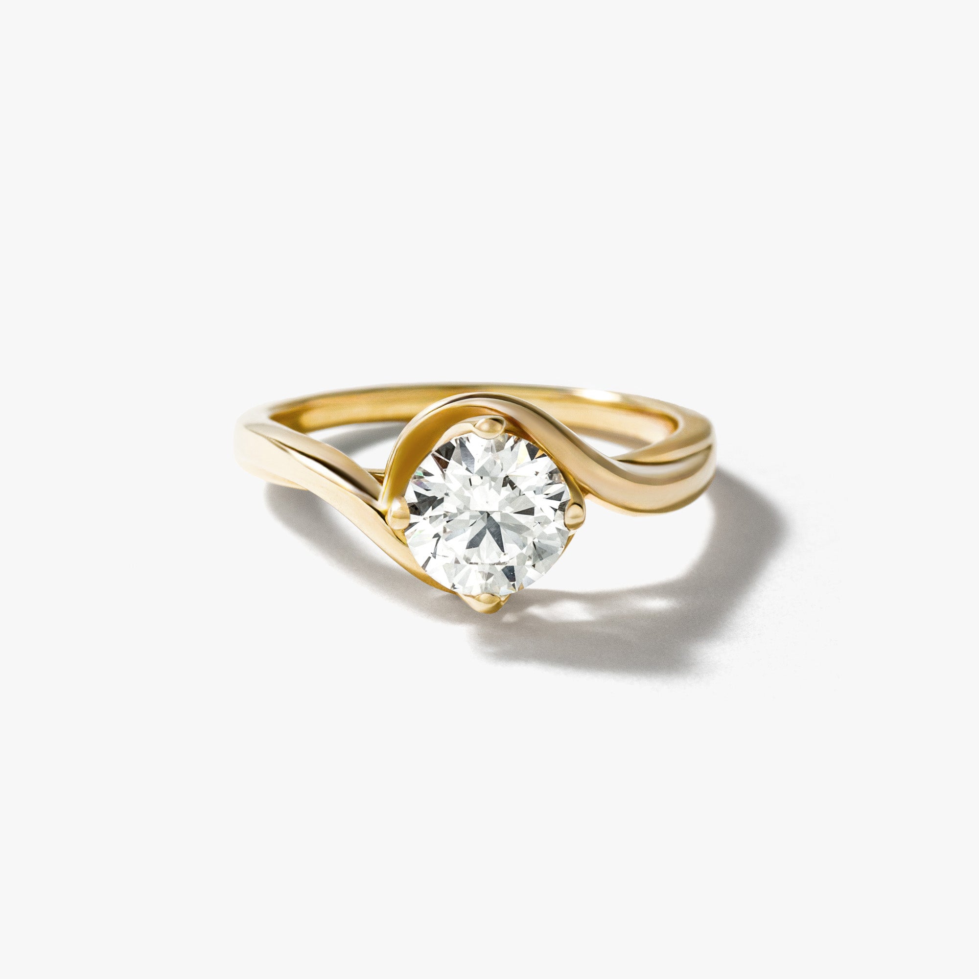 Lab Grown Round Cut Diamond Engagement Ring 14K Yellow Gold (1.00 c