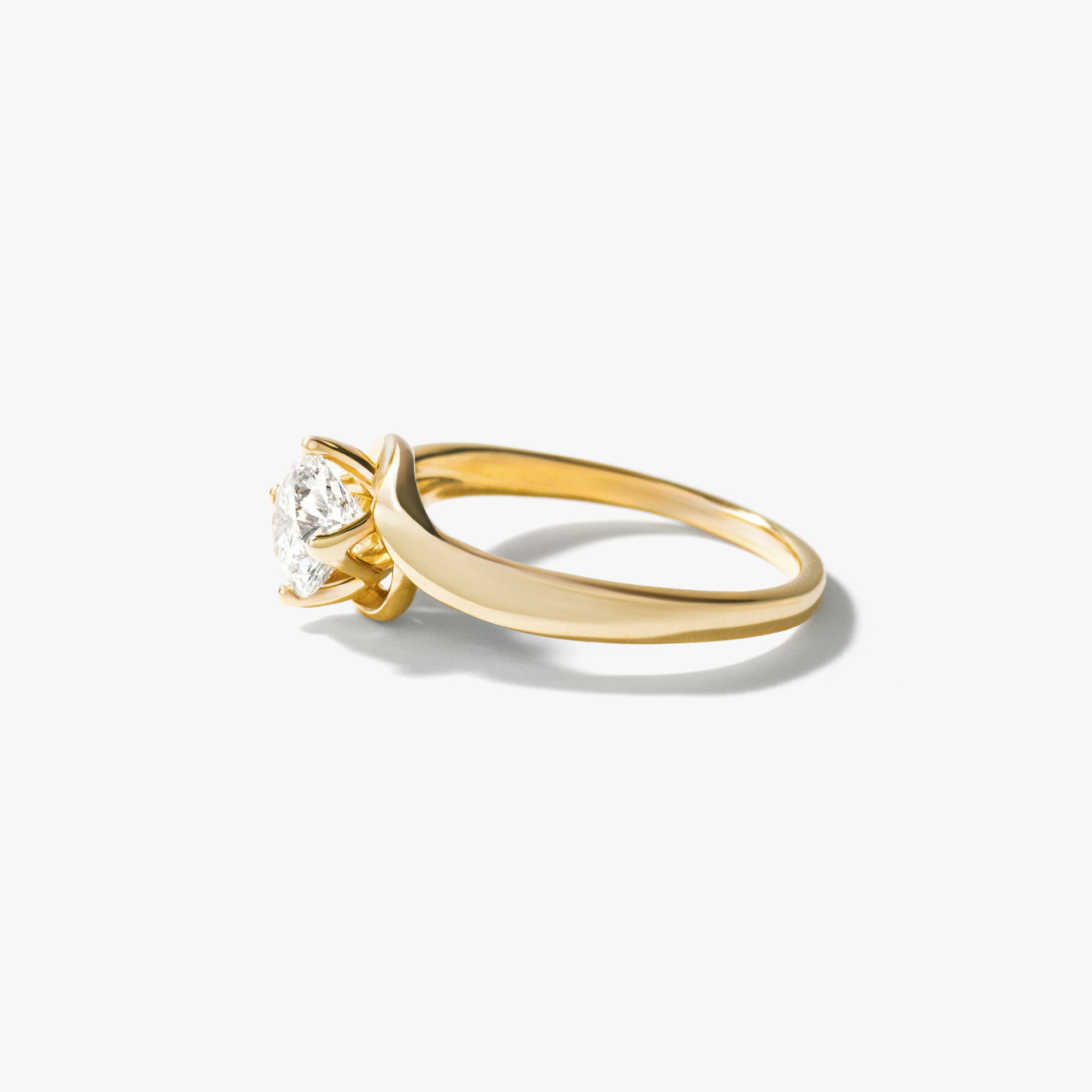 Lab Grown Round Cut Diamond Engagement Ring 14K Yellow Gold (1.00 c