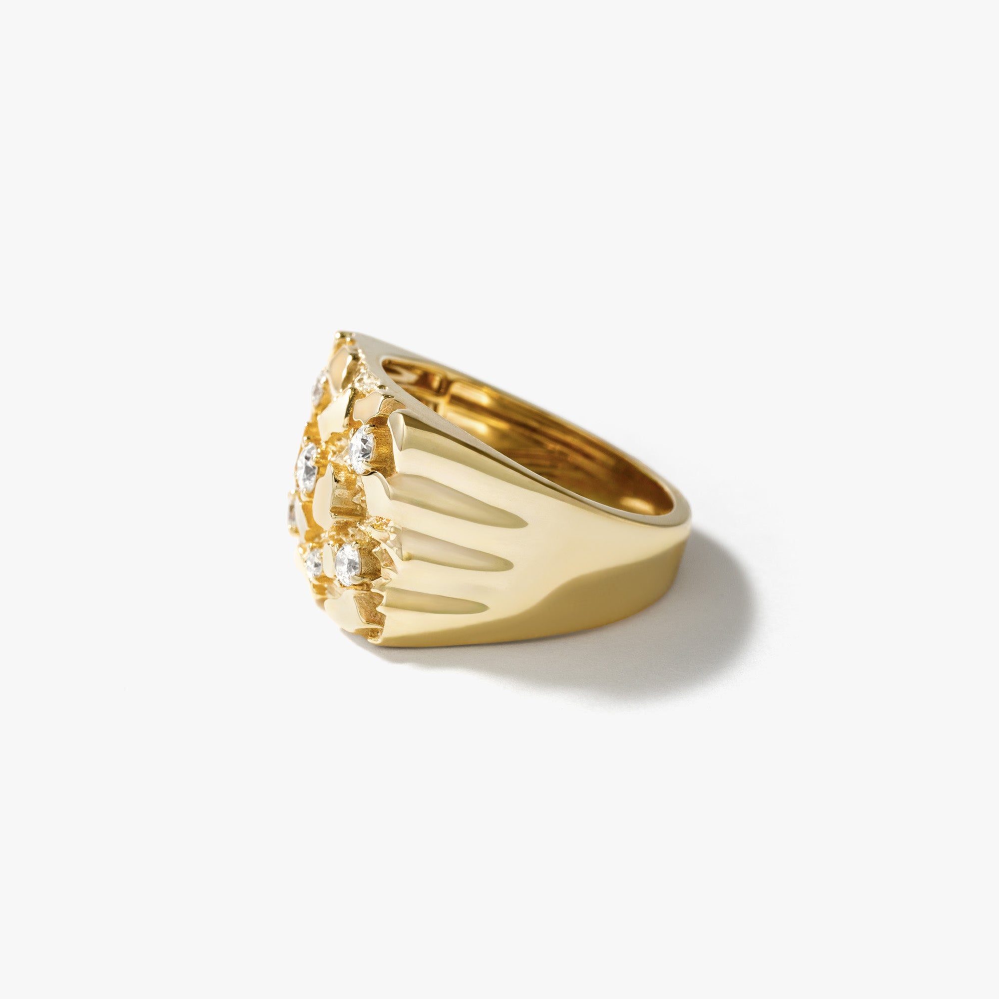 Men's Diamond Gold Nugget Ring 10K Yellow
