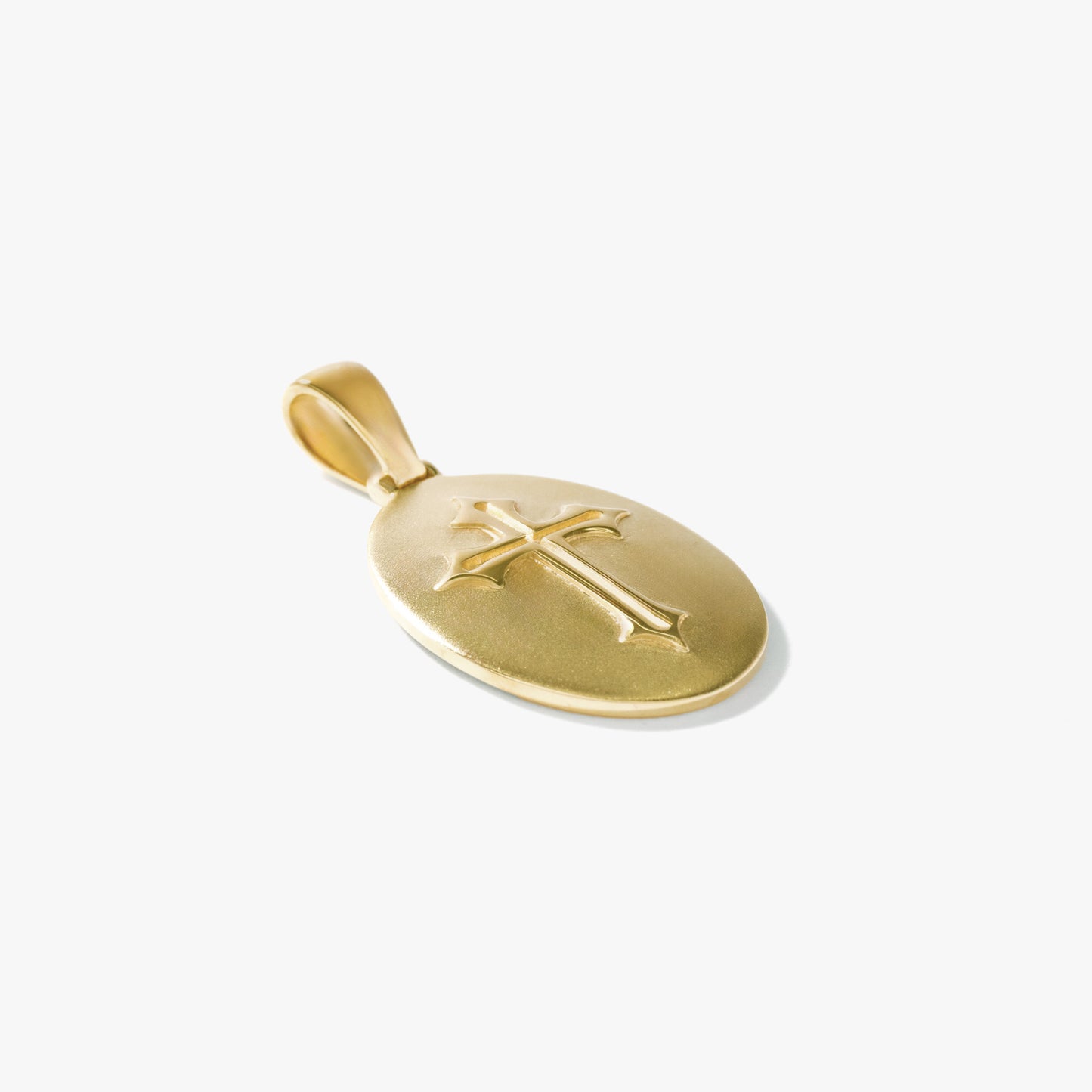 Oval Cross Charm in 10K Yellow Gold