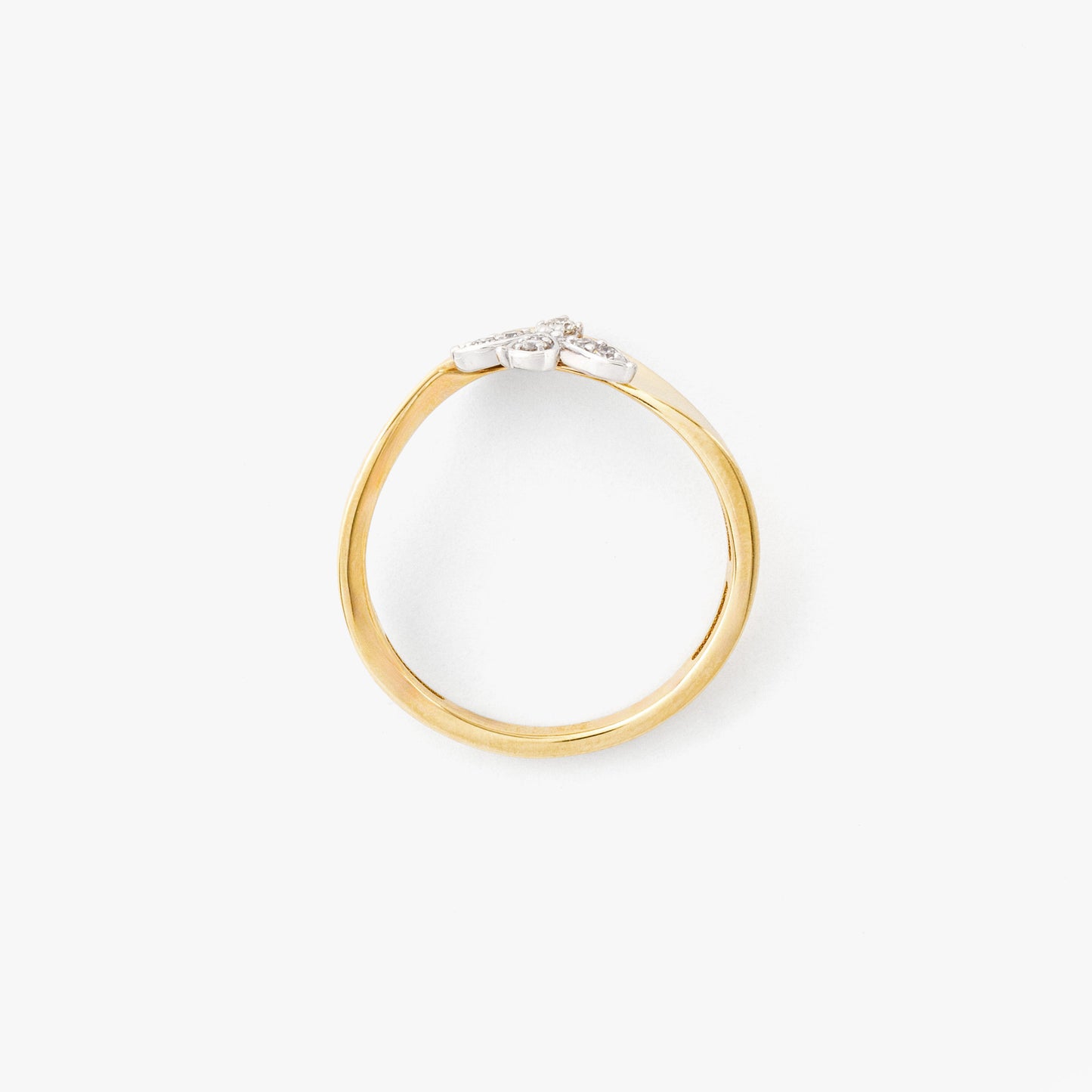 Diamond Cluster Ring with Petal Motif in 10K Yellow and White Gold (0.06 ct tw)