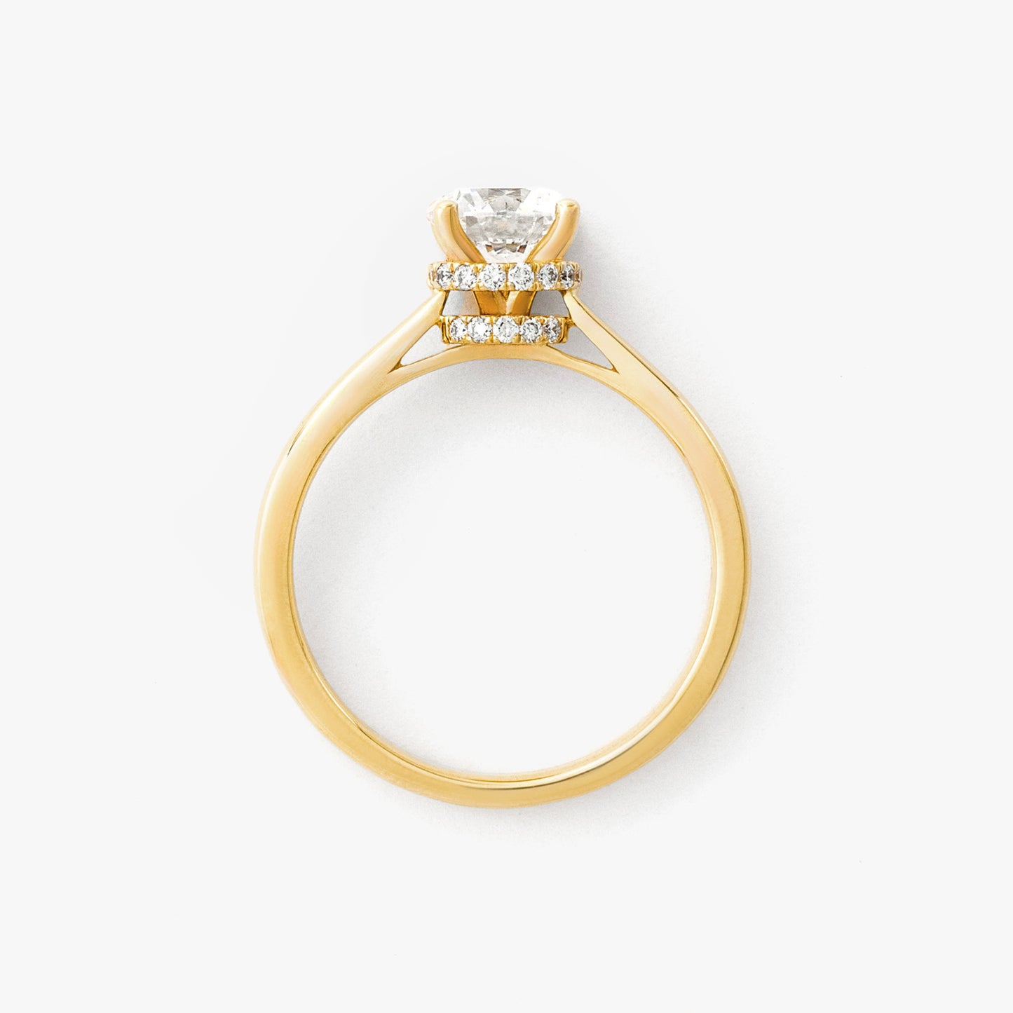 Round Lab-Grown Diamond Engagement Ring with Hidden Halo in 14K Yellow Gold (1.13 ct tw)
