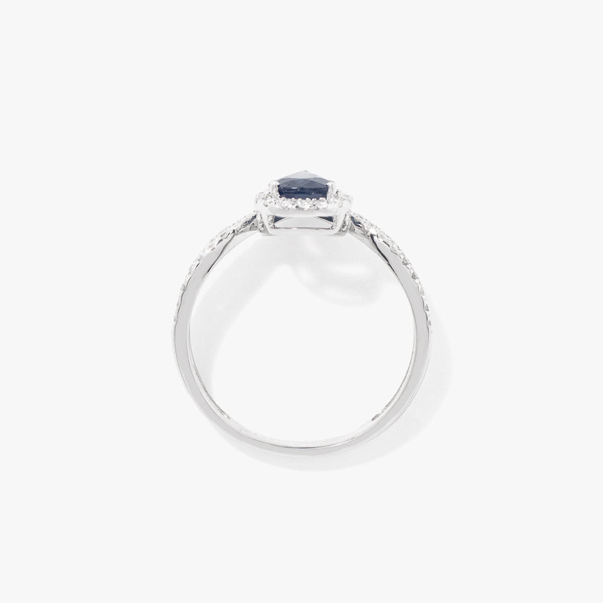 Pear Shape Sapphire Ring in 14K White Gold
