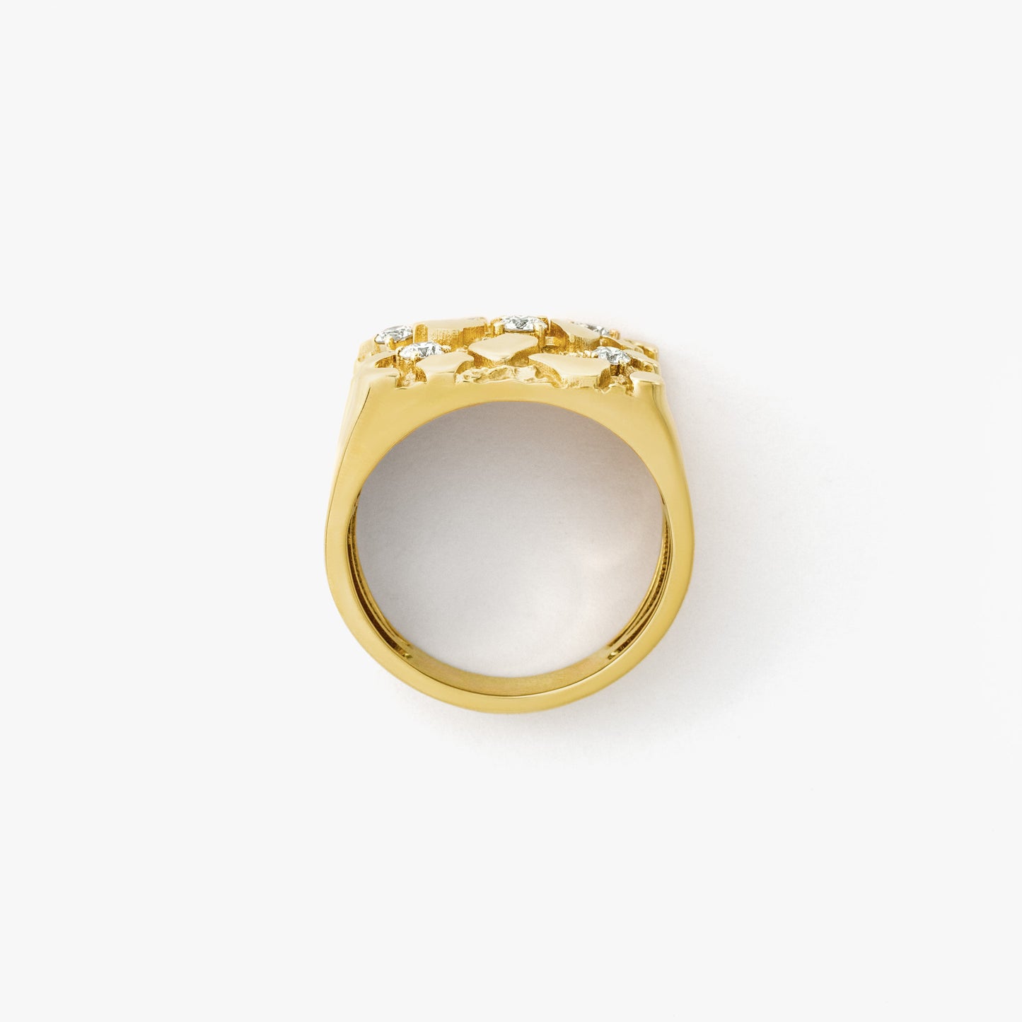 Men's Diamond Gold Nugget Ring in 10K Yellow Gold