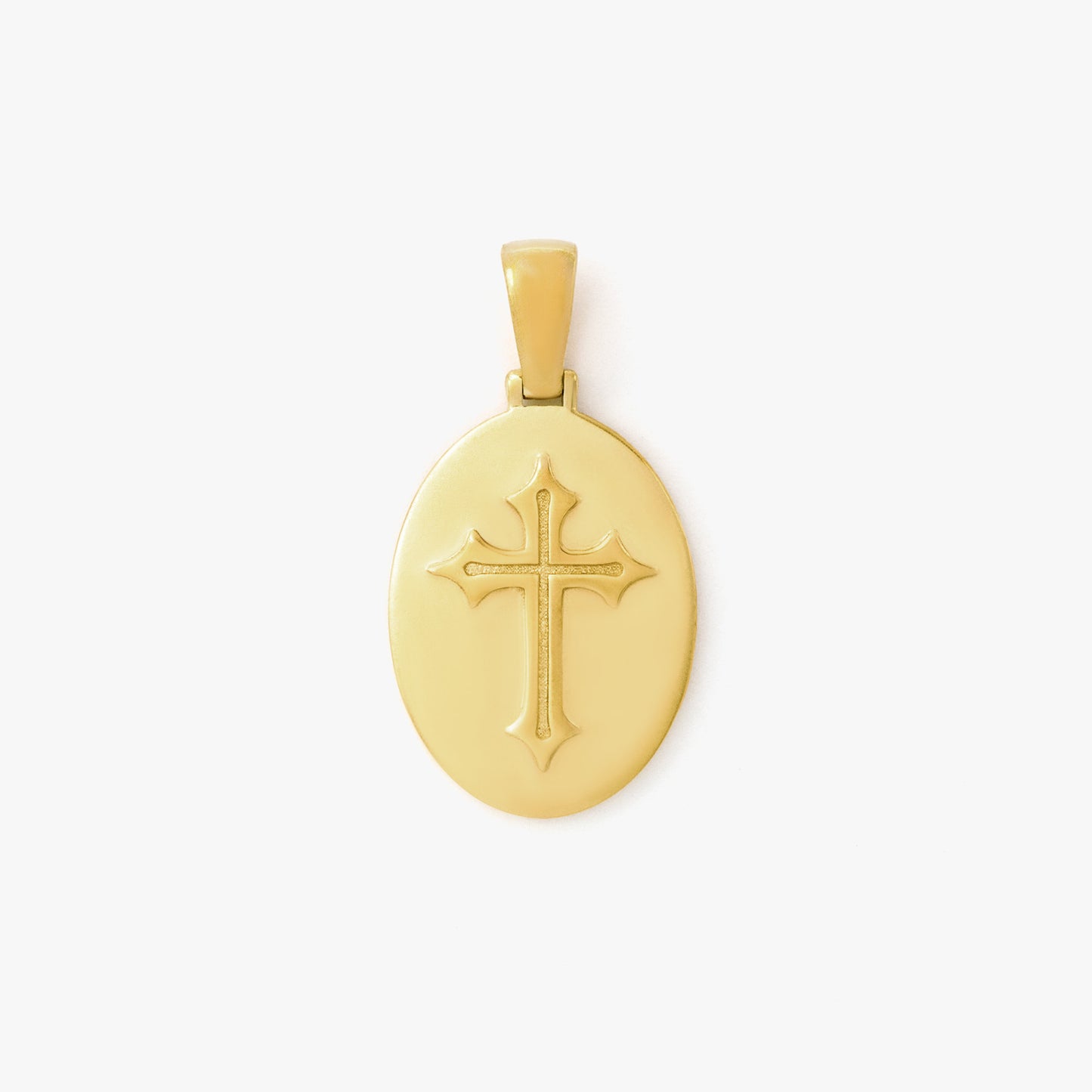 Oval Cross Charm in 10K Yellow Gold