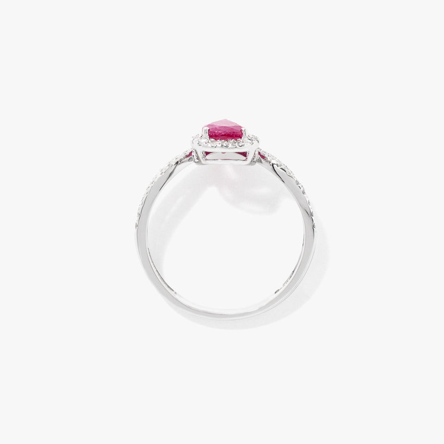 Ruby and Diamond Ring in 14K White Gold