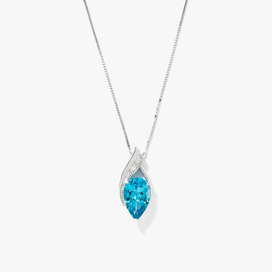 Blue Topaz Pendant Necklace in 10K White Gold