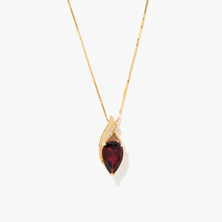 Garnet Necklace in 10K Yellow Gold