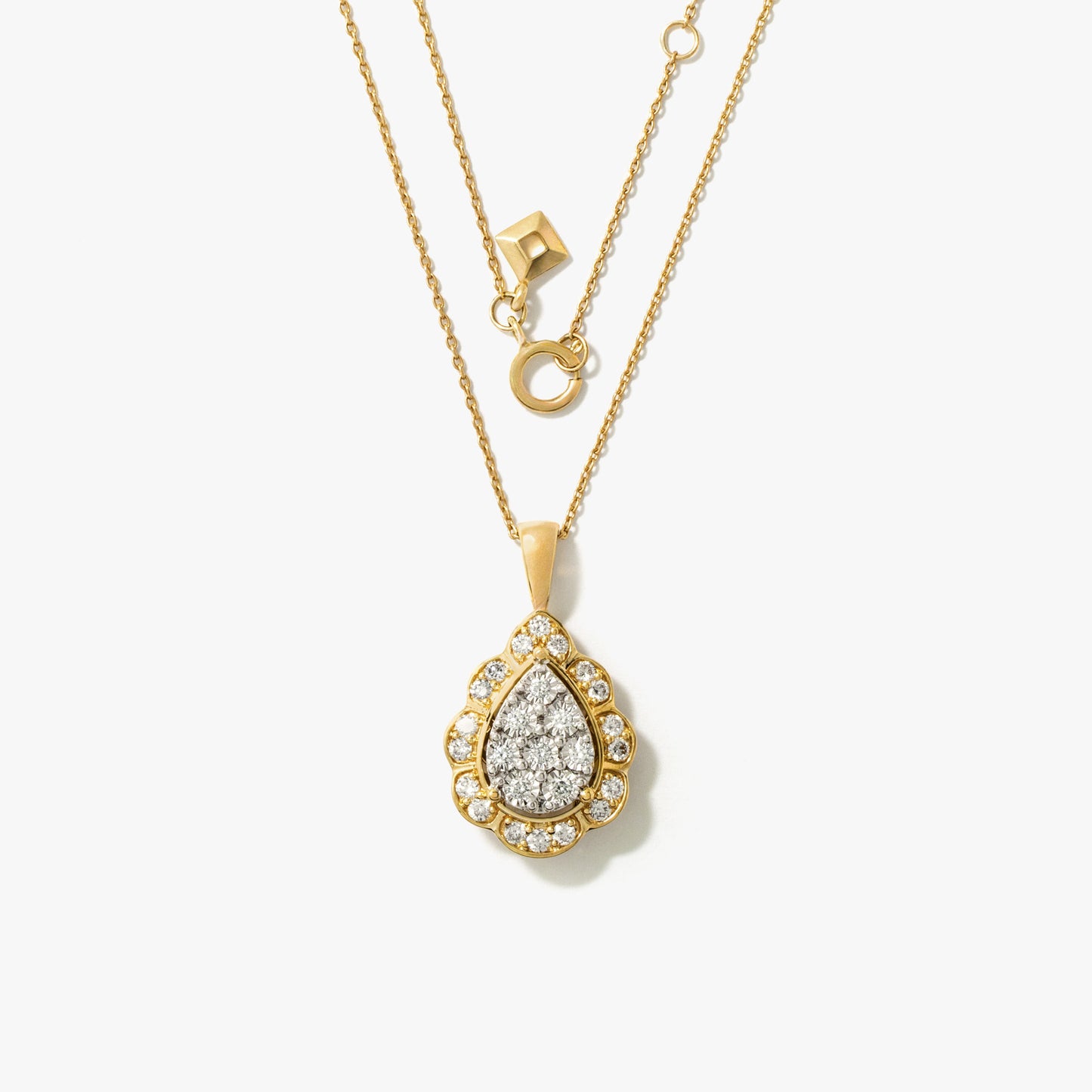 Diamond Cluster Necklace in 10K Yellow and White Gold (0.50 ct tw)
