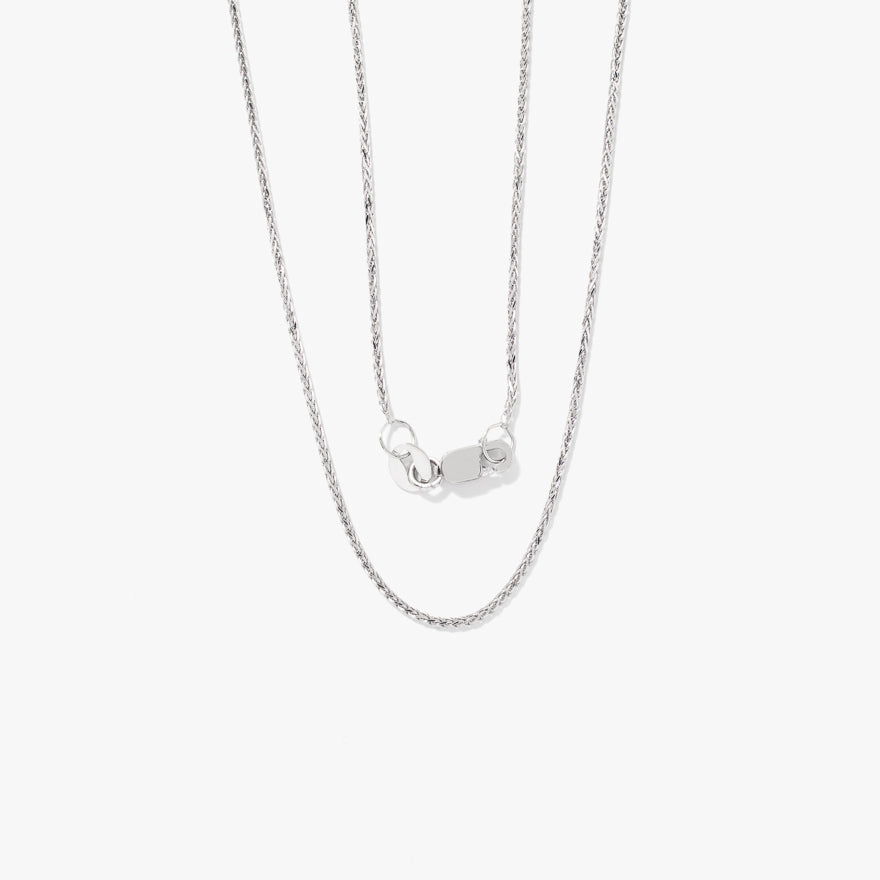 10K White Gold Diamond Cut Round 1.00mm Wheat Chain (20")