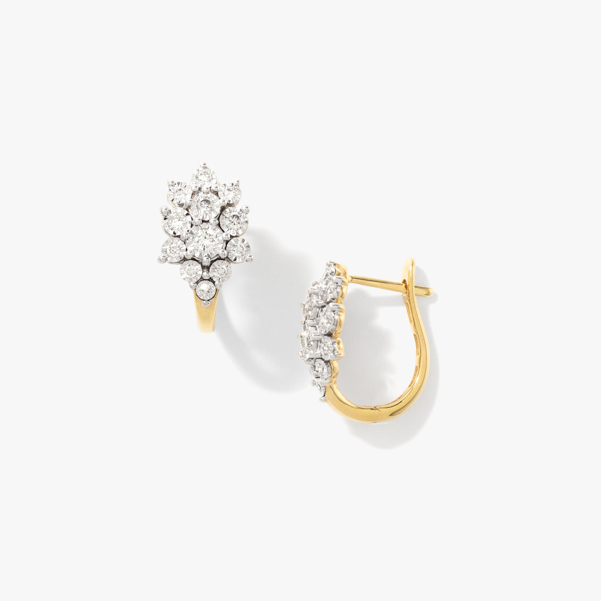 Diamond Cluster Earrings in 10K Yellow and White Gold (0.50 ct tw)
