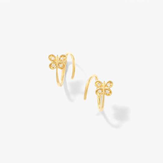 Diamond Butterfly Swirl Earrings in 10K Yellow Gold (0.04 ct tw)