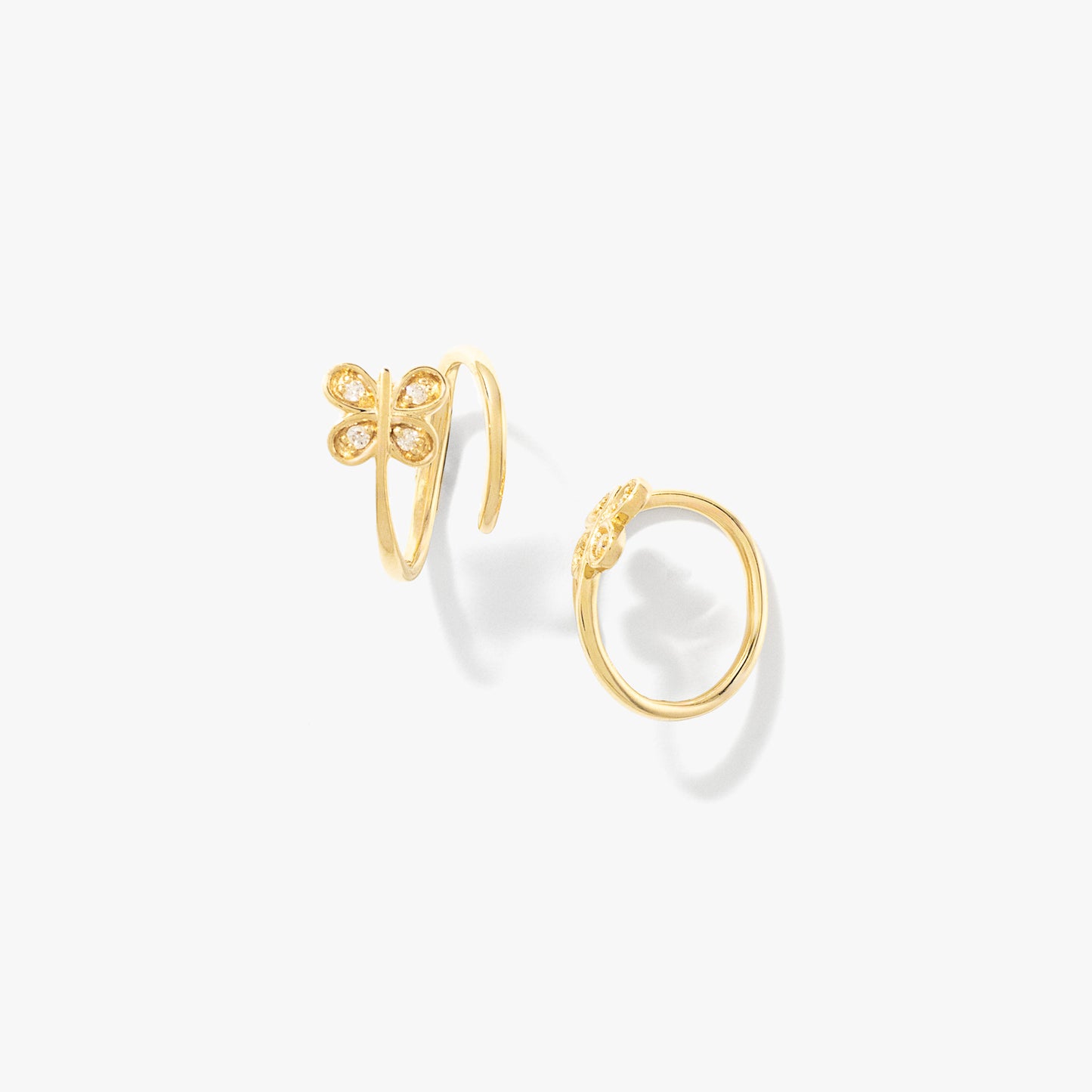 Diamond Butterfly Swirl Earrings in 10K Yellow Gold (0.04 ct tw)