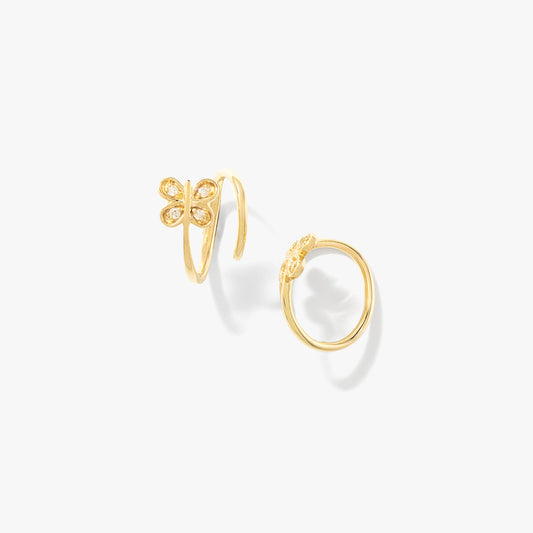 Diamond Butterfly Swirl Earrings in 10K Yellow Gold (0.04 ct tw)