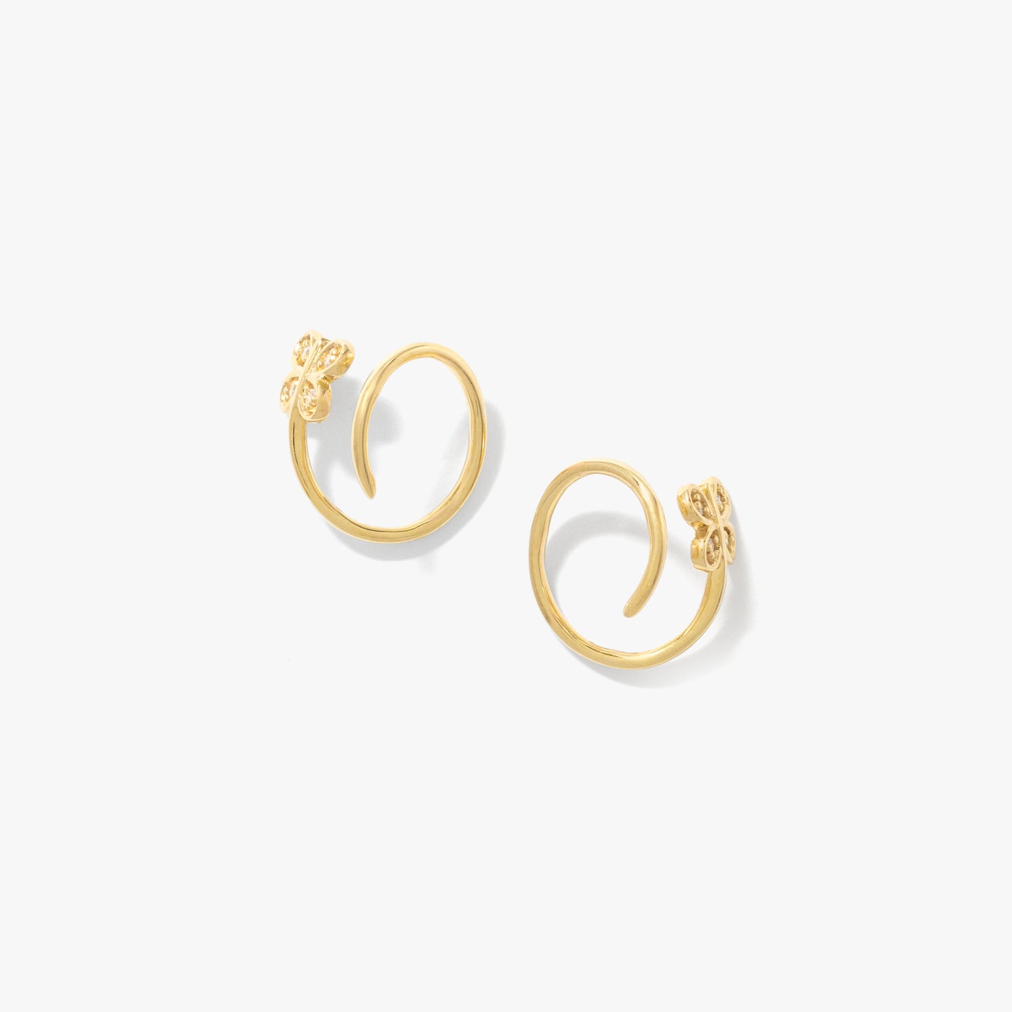 Diamond Butterfly Swirl Earrings in 10K Yellow Gold (0.04 ct tw)