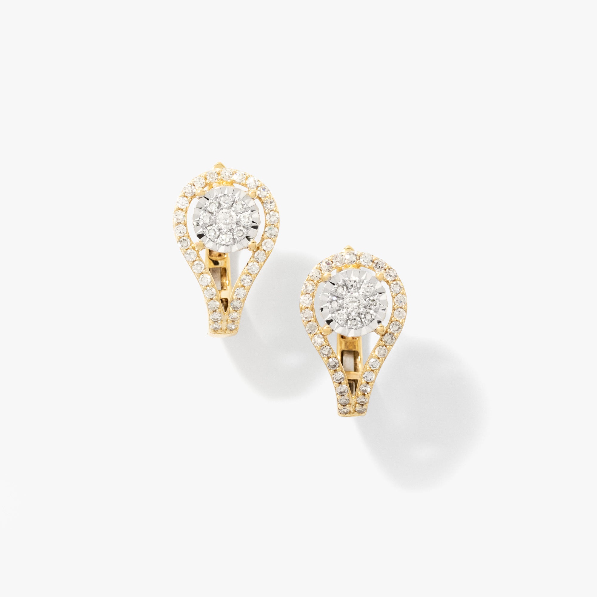 Diamond Cluster Earrings in 10K Yellow and White Gold (0.63 ct tw)