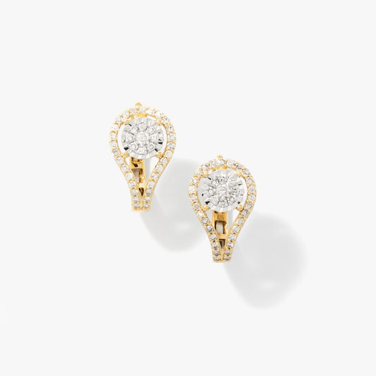 Diamond Cluster Earrings in 10K Yellow and White Gold (0.63 ct tw)