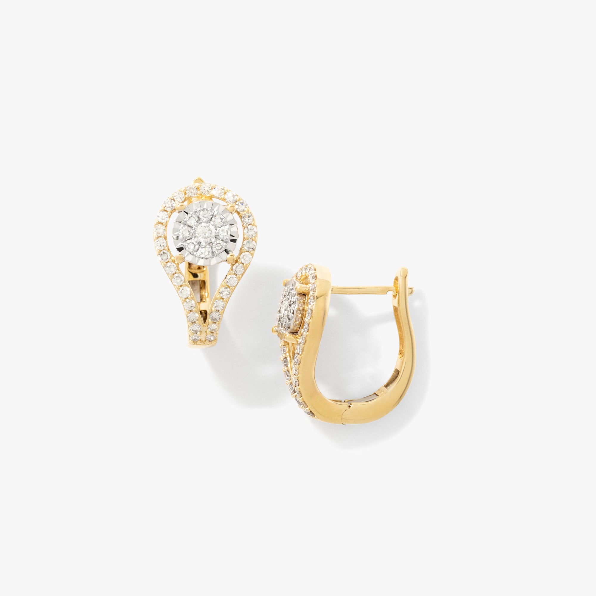 Diamond Cluster Earrings in 10K Yellow and White Gold (0.63 ct tw)