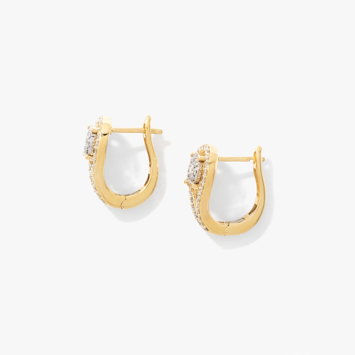 Diamond Cluster Earrings in 10K Yellow and White Gold (0.63 ct tw)
