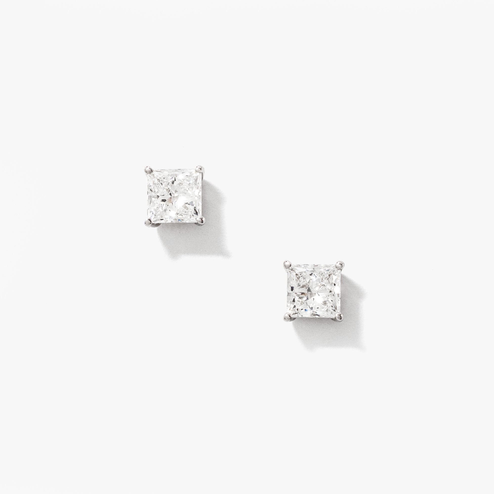 Lab Grown Princess Cut Diamond Stud Earrings in 14K White Gold (0.75 c