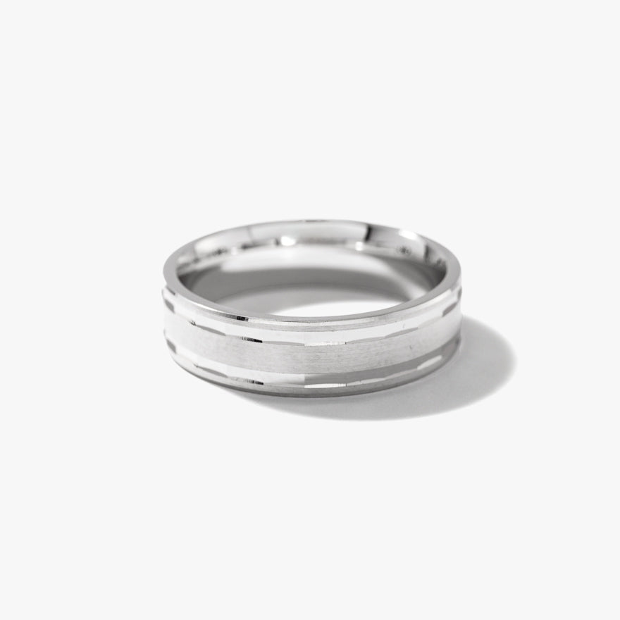 Men's Wedding Band in 10K White Gold - Size 10