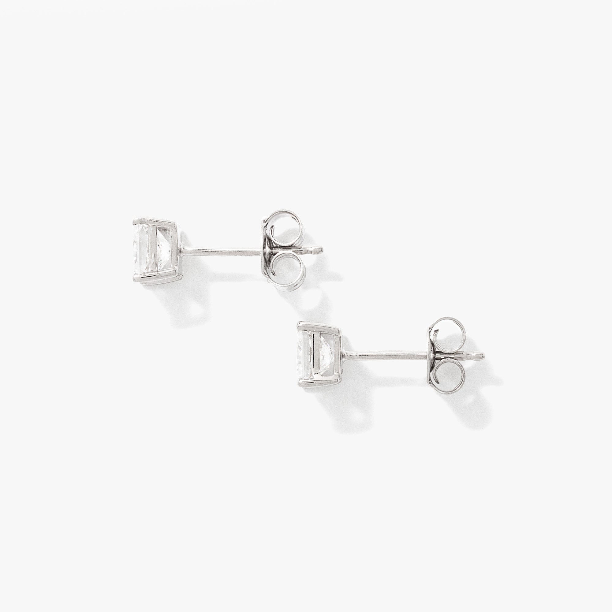 Lab Grown Princess Cut Diamond Stud Earrings in 14K White Gold (0.75 c