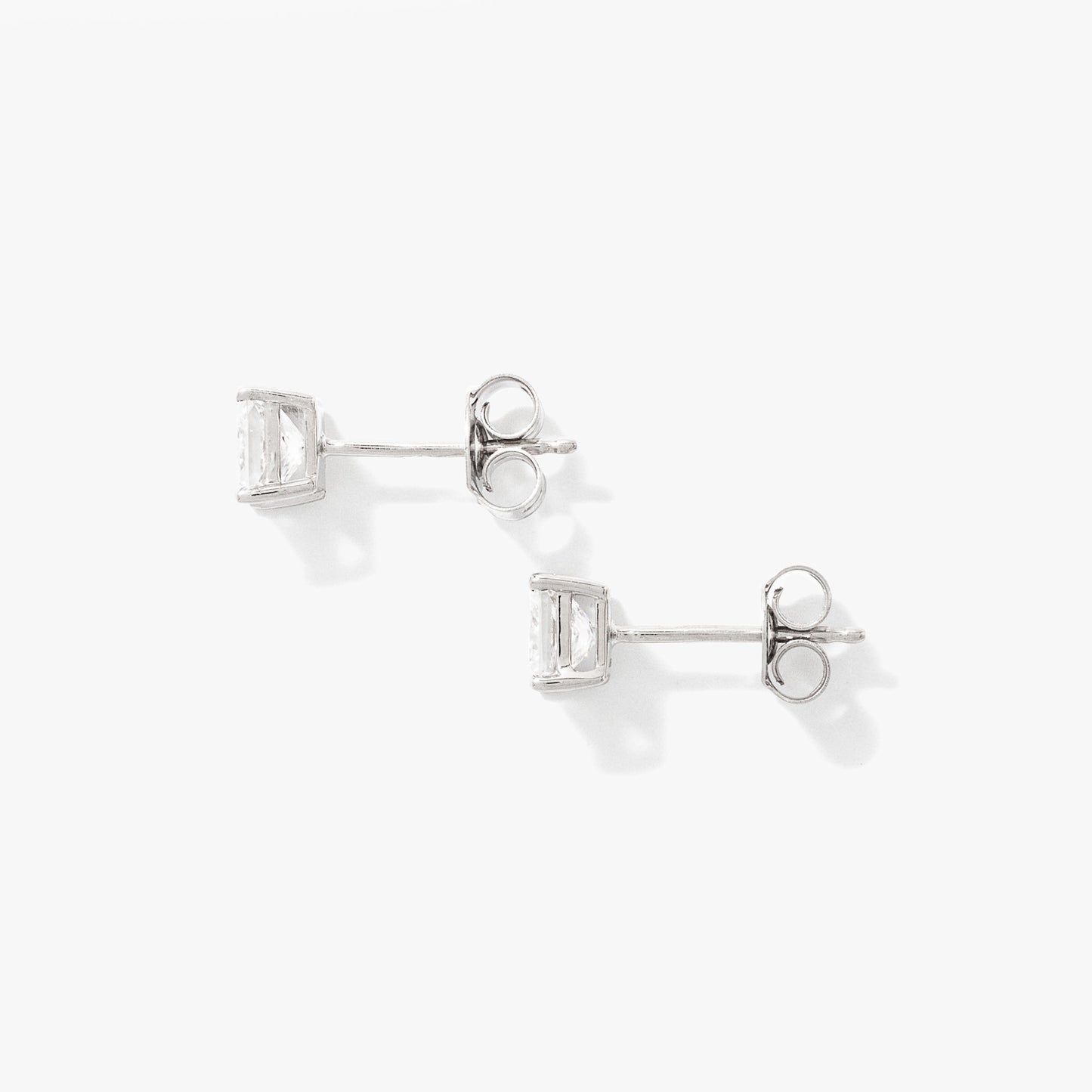 Lab Grown Princess Cut Diamond Stud Earrings in 14K White Gold (0.75 ct tw)
