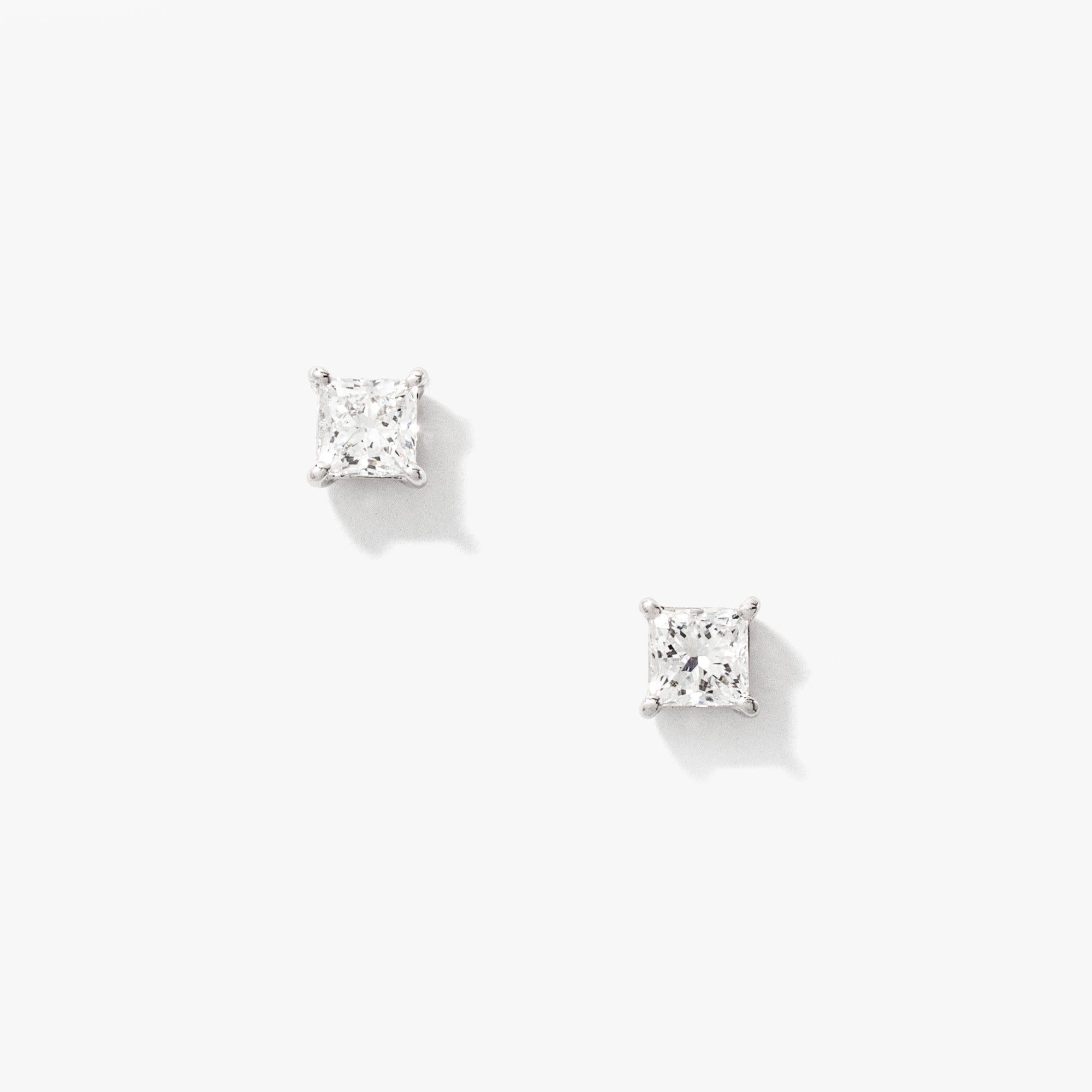 Lab Grown Princess Cut Diamond Stud Earrings in 14K White Gold ( 0.50
