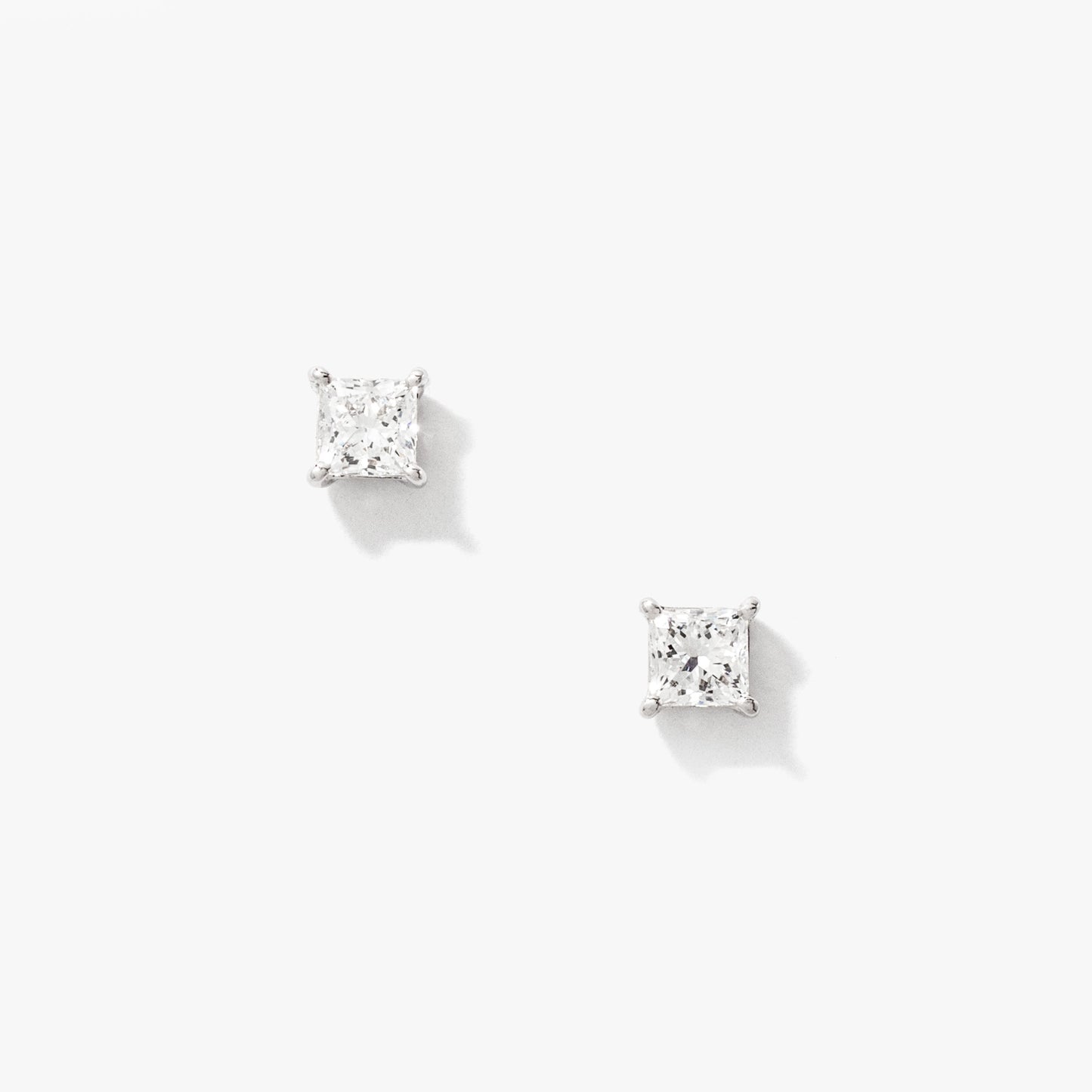 Lab Grown Princess Cut Diamond Stud Earrings in 14K White Gold ( 0.50 ct tw)