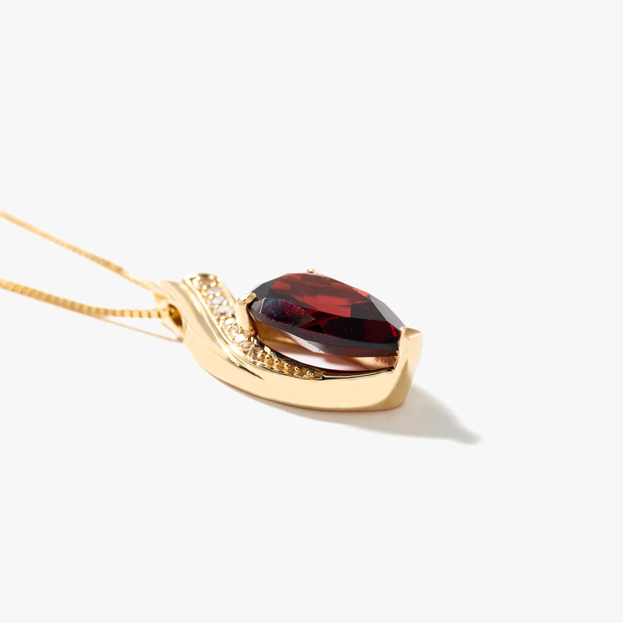 Garnet Necklace in 10K Yellow Gold