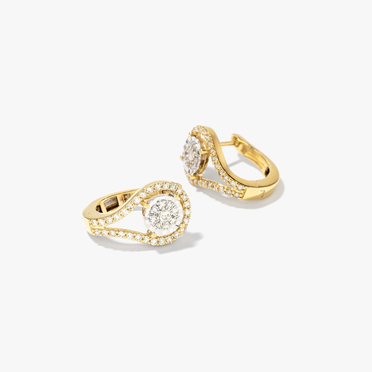 Diamond Cluster Earrings in 10K Yellow and White Gold (0.63 ct tw)