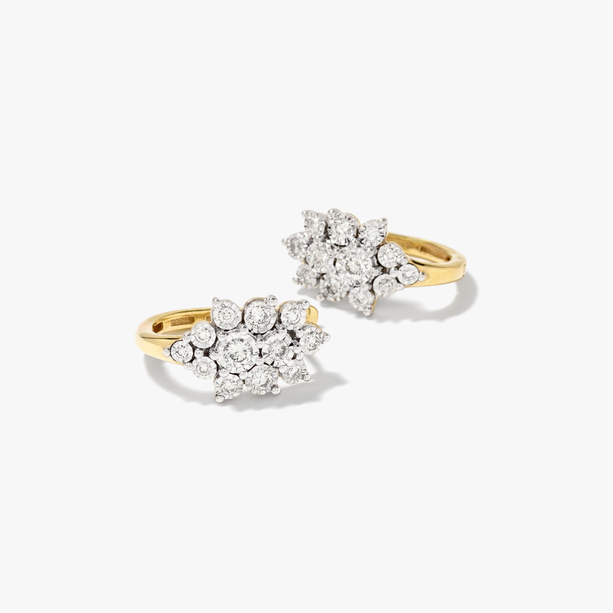 Diamond Cluster Earrings in 10K Yellow and White Gold (0.50 ct tw)
