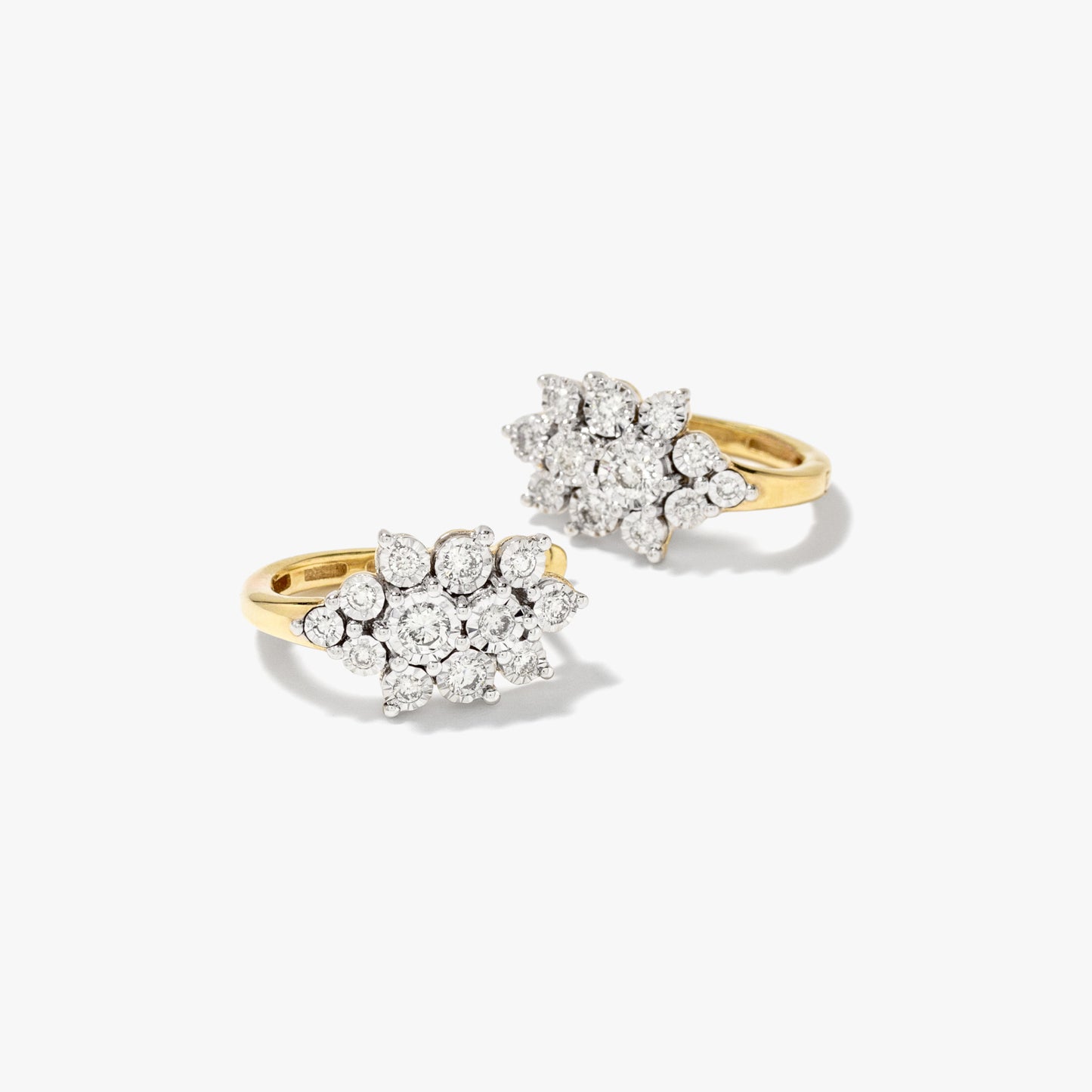 Diamond Cluster Earrings in 10K Yellow and White Gold (0.50 ct tw)