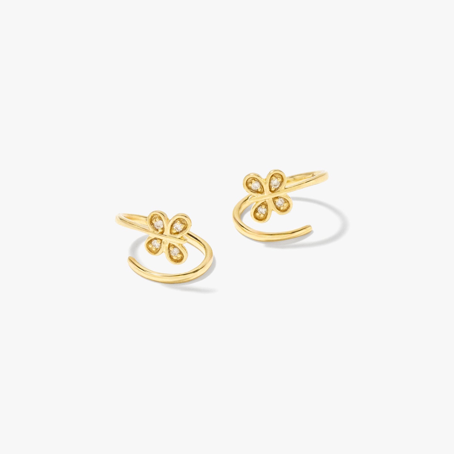 Diamond Butterfly Swirl Earrings in 10K Yellow Gold (0.04 ct tw)