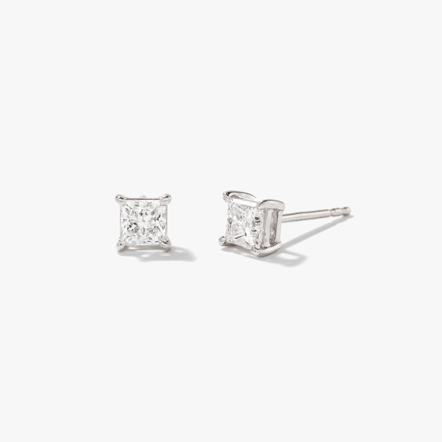 Lab Grown Princess Cut Diamond Stud Earrings in 14K White Gold ( 0.50 ct tw)