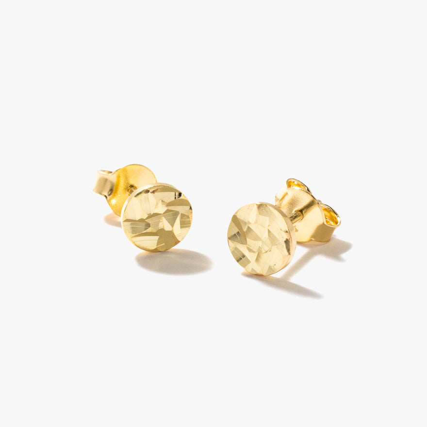 Diamond Cut Stud Earrings in 10K Yellow Gold