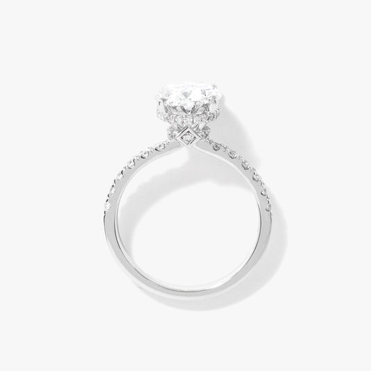 Oval Lab-Grown Diamond Engagement Ring with Hidden Halo in 14K White Gold (3.50 ct tw)