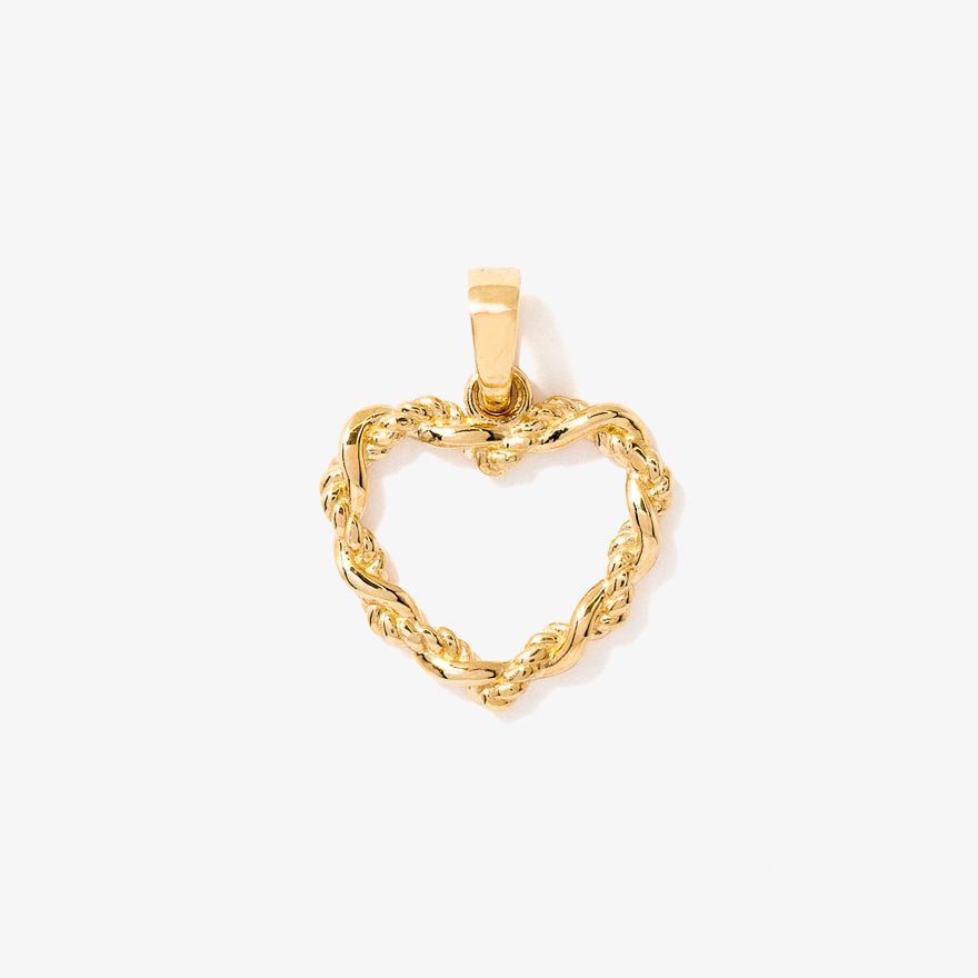 Open Heart Braided Pendant in 10K Yellow Gold