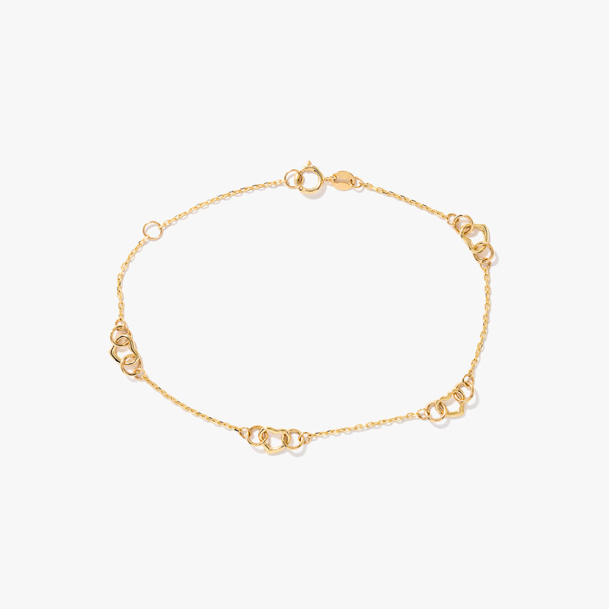 Heart Link Bracelet in 10K Yellow Gold