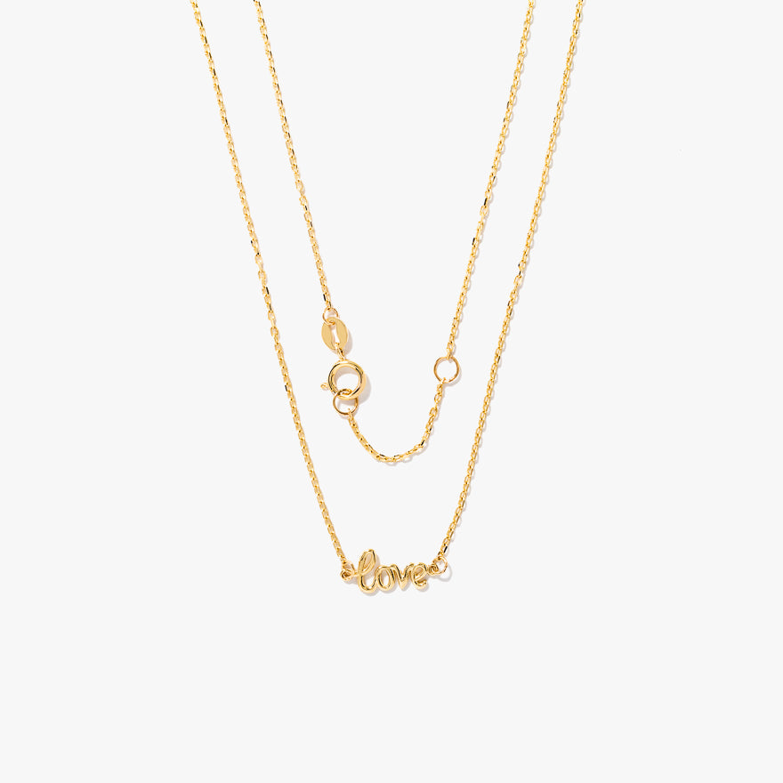 10K Yellow Gold "Love" Script Necklace