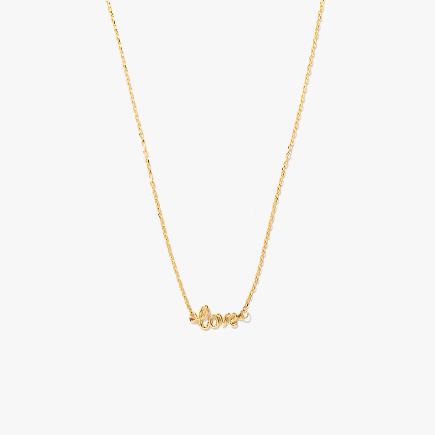 10K Yellow Gold "Love" Script Necklace