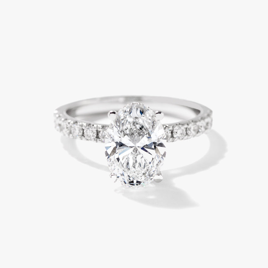 Oval Lab-Grown Diamond Engagement Ring with Hidden Halo in 14K White Gold (2.47 ct tw)