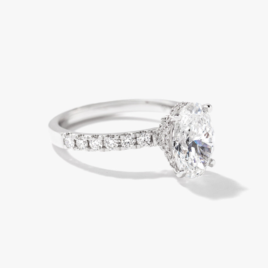 Oval Lab-Grown Diamond Engagement Ring with Hidden Halo in 14K White Gold (2.47 ct tw)