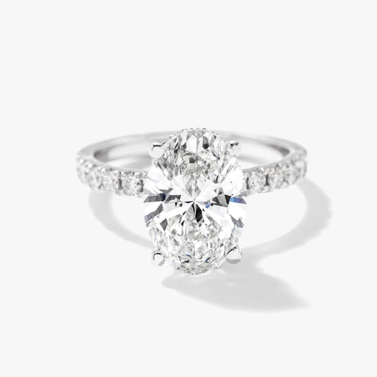 Oval Lab-Grown Diamond Engagement Ring with Hidden Halo in 14K White Gold (3.50 ct tw)