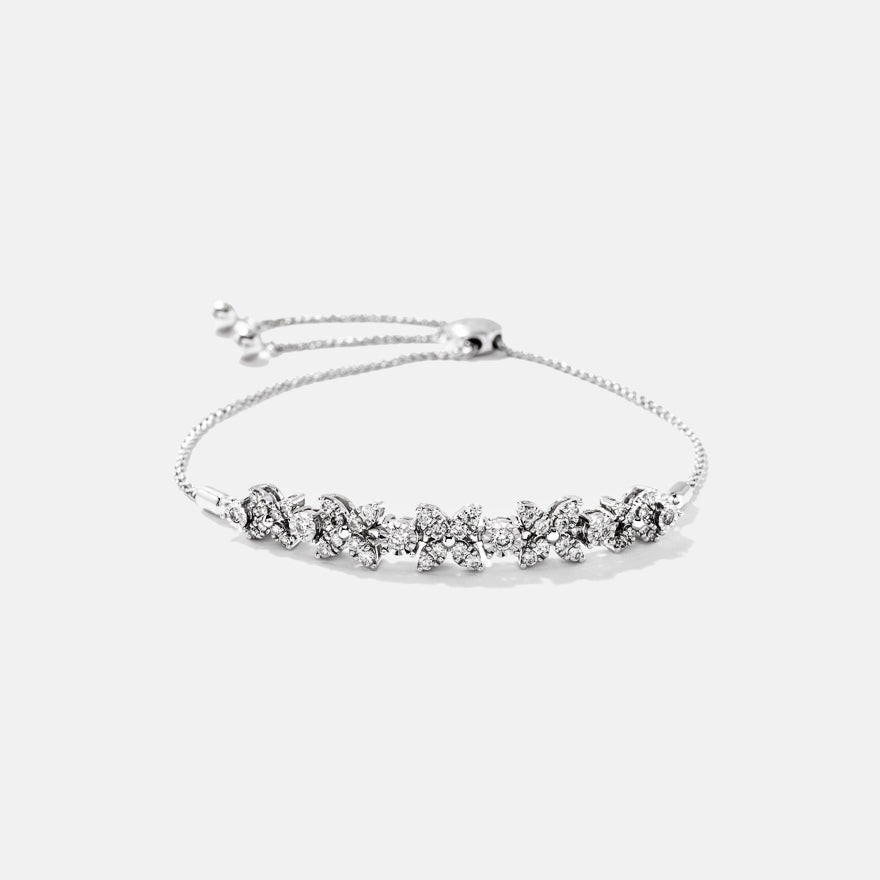 Diamond Petal Bolo Bracelet in 10K White Gold (0.50 ct tw)