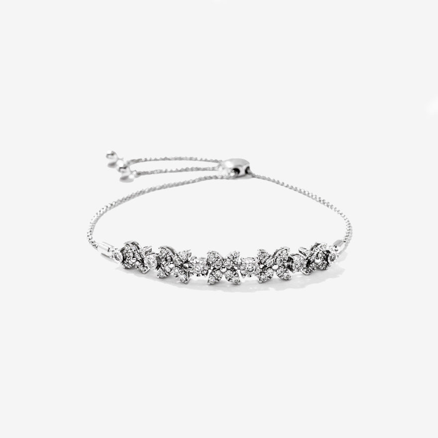 Diamond Petal Bolo Bracelet in 10K White Gold (0.50 ct tw)