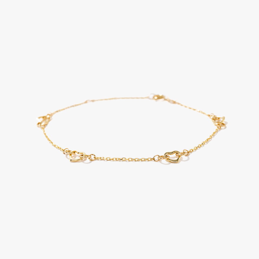 Heart Link Bracelet in 10K Yellow Gold