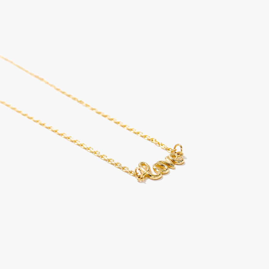 10K Yellow Gold "Love" Script Necklace