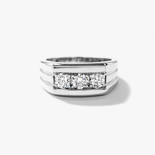 Three Stone Men's Lab Grown Diamond Ring in 10K White Gold (1.00 ct tw)