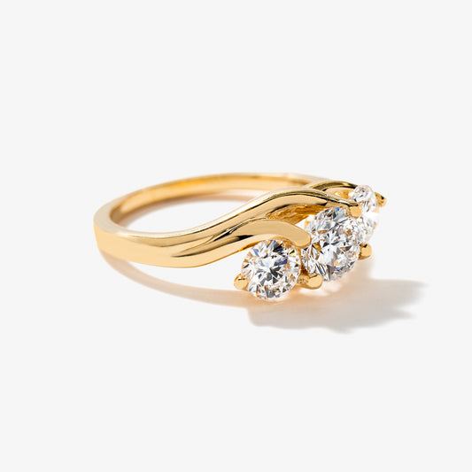 Three Stone Lab-Grown Diamond Engagement Ring in 14K Yellow Gold (1.50 ct tw)